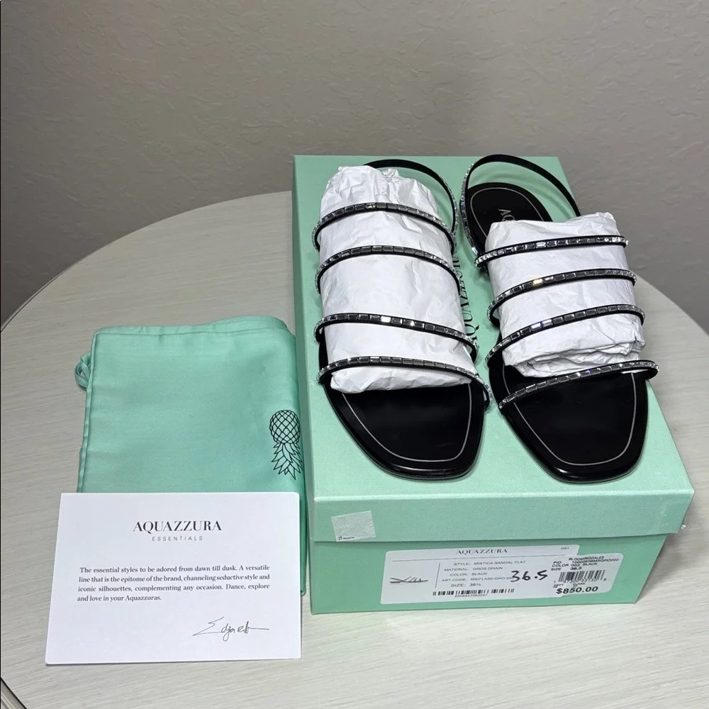 Aquazzura Mistica Crystal Embellished  flat sandals.Tequila Style NIB 36.5 - Picture 9 of 9